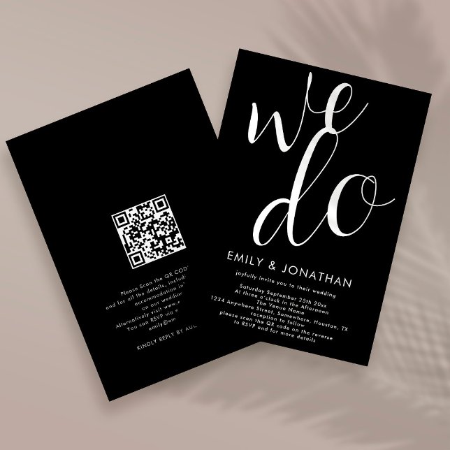Calligraphy We Do QR Code Wedding Black Invitation (Creator Uploaded)