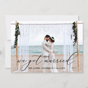 Calligraphy We Got Married Photo Wedding Card