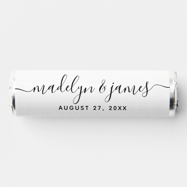 Calligraphy Wedding Black and White  Breath Savers Savers® Mints (Front)
