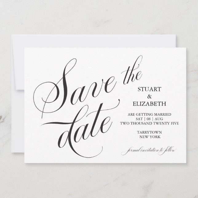 Calligraphy Wedding Card Save the Date  (Front)