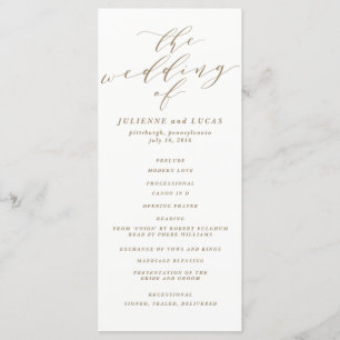 Calligraphy Wedding Ceremony Progam Gold Program