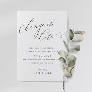 Calligraphy Wedding Change the Date Announcement