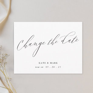 Calligraphy Wedding Change the Date Announcement Postcard