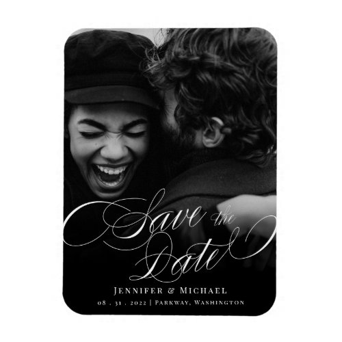 Calligraphy Wedding Classic Elegant Save The Date  Magnet