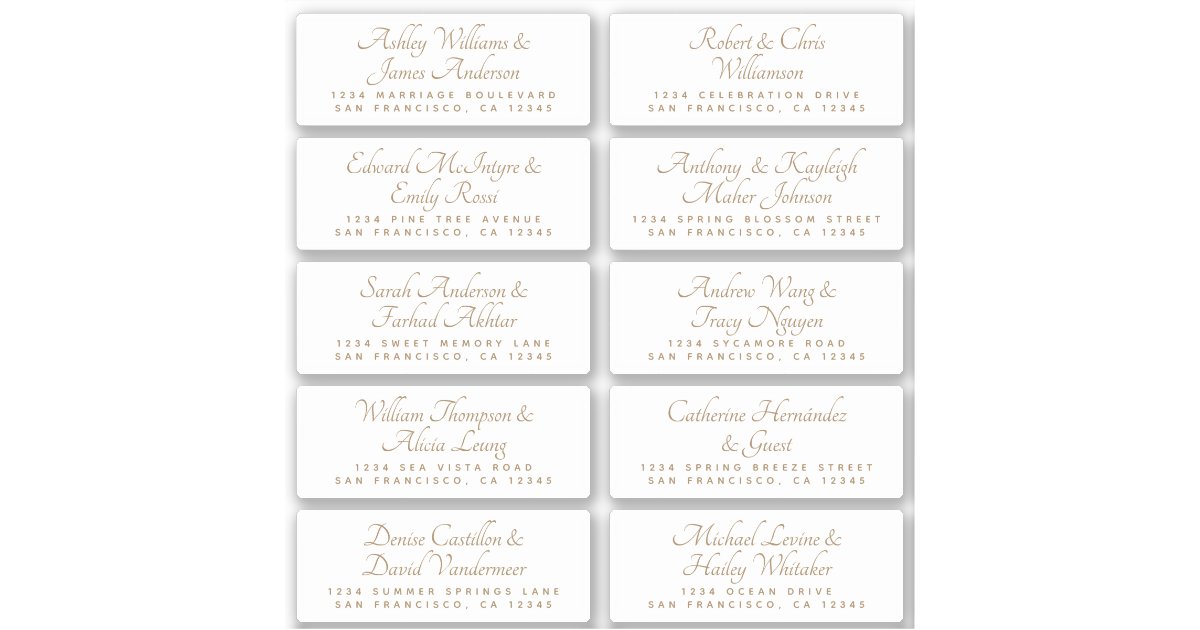Calligraphy Wedding Guest Address Labels ORDER M/L | Zazzle