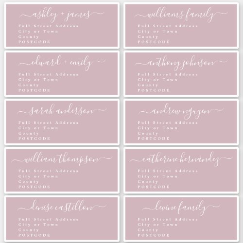 Calligraphy Wedding Guest Address Labels UK Layout