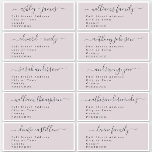 Calligraphy Wedding Guest Address Labels UK Layout