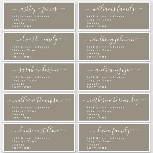 Calligraphy Wedding Guest Address Labels UK Layout