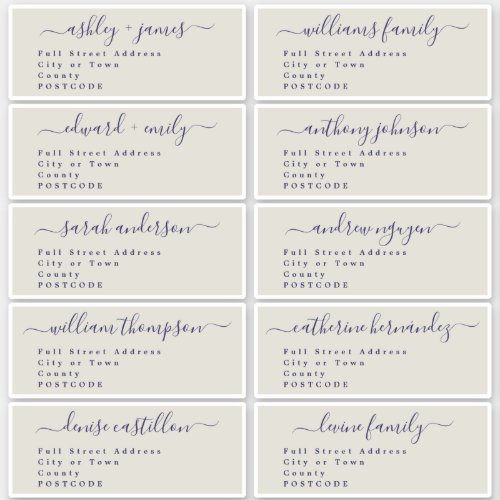 Calligraphy Wedding Guest Address Labels UK Layout