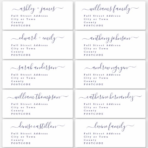 Calligraphy Wedding Guest Address Labels UK Layout