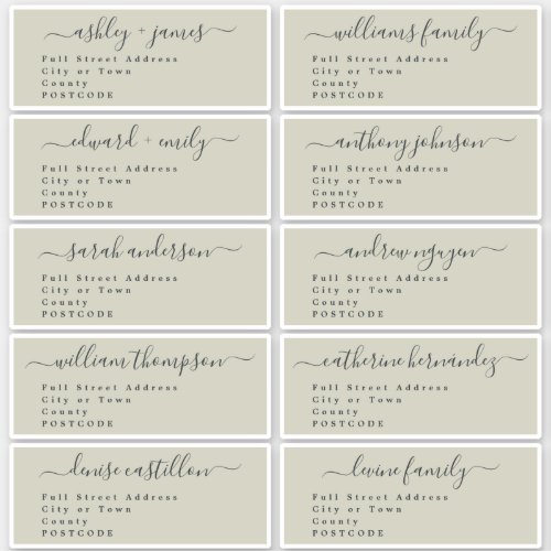 Calligraphy Wedding Guest Address Labels UK Layout