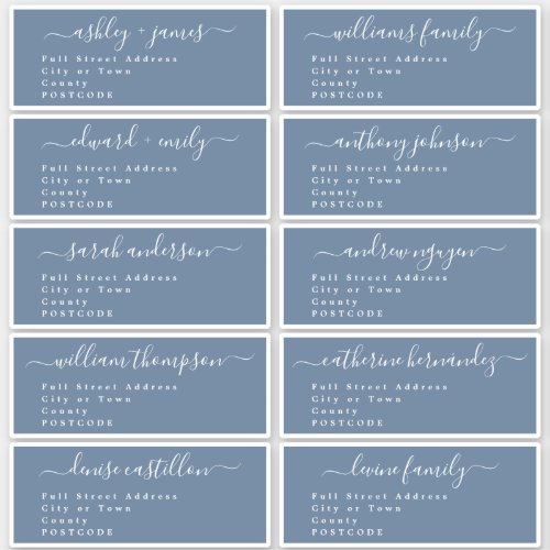 Calligraphy Wedding Guest Address Labels UK Layout