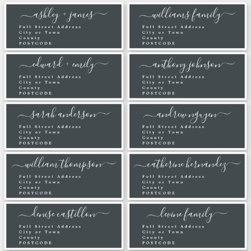 Calligraphy Wedding Guest Address Labels UK Layout