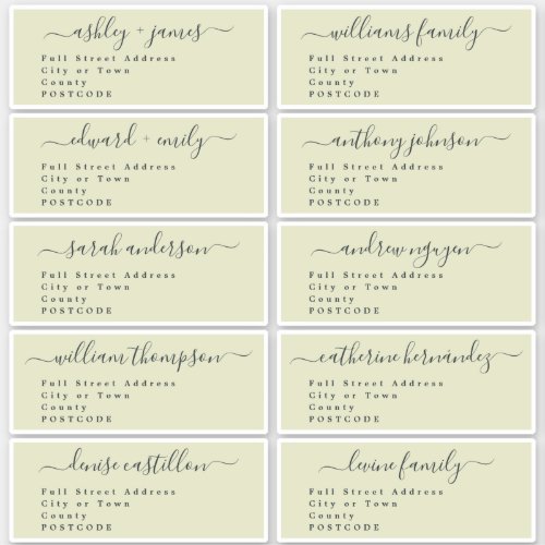 Calligraphy Wedding Guest Address Labels UK Layout