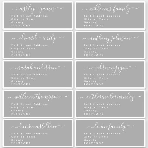 Calligraphy Wedding Guest Address Labels UK Layout