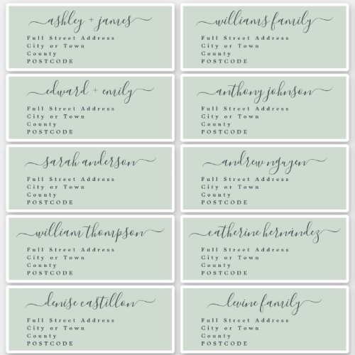 Calligraphy Wedding Guest Address Labels UK Layout