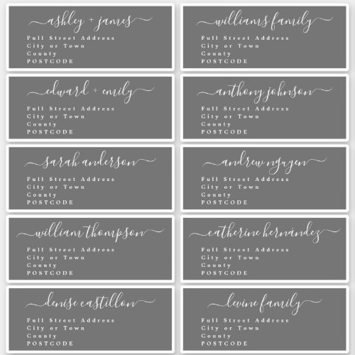 Calligraphy Wedding Guest Address Labels UK Layout