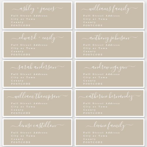 Calligraphy Wedding Guest Address Labels UK Layout