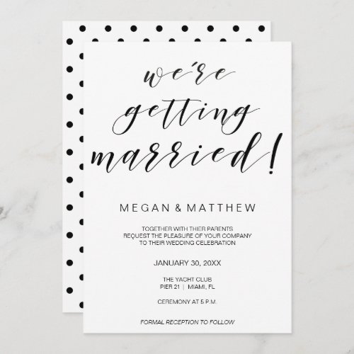 Calligraphy wedding invitation card black white