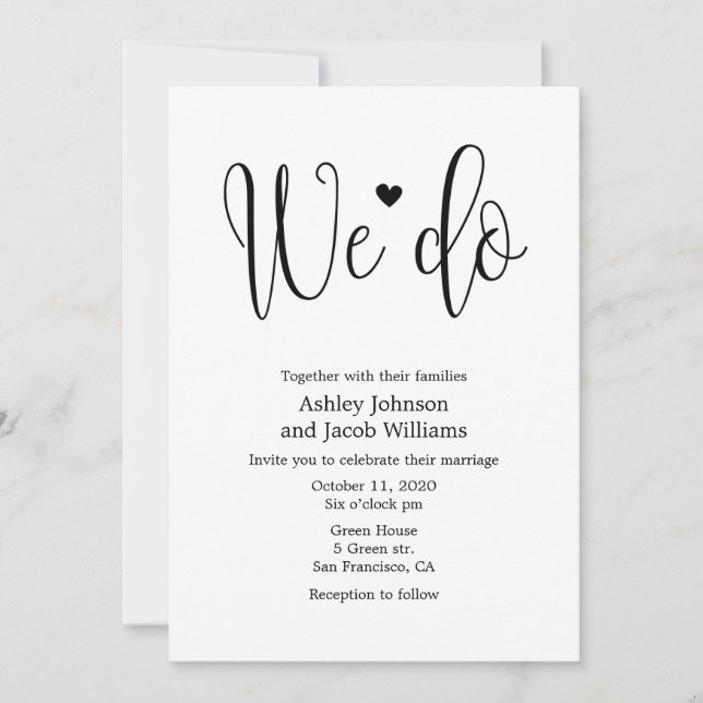 Calligraphy wedding invitation simple We do invite (Front)