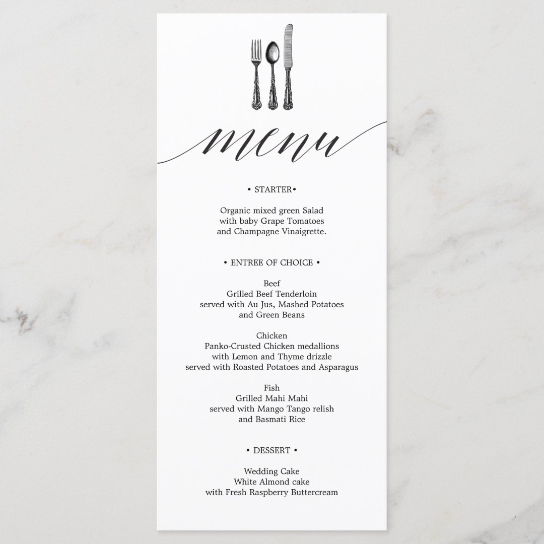 Calligraphy Wedding Menu Wedding Menus Zazzle