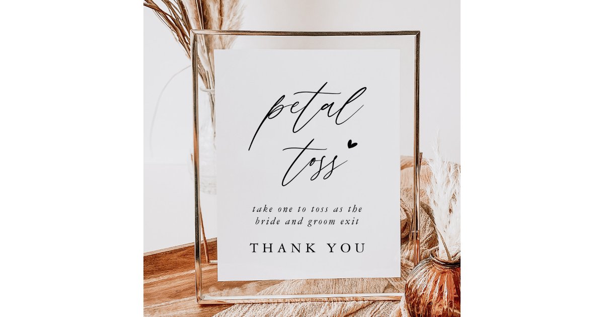 Petal Send Off Calligraphy Wedding Petal Toss Send Off Sign | Zazzle
