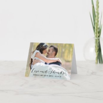 Calligraphy Wedding Photo Thank You Card by epclarke at Zazzle