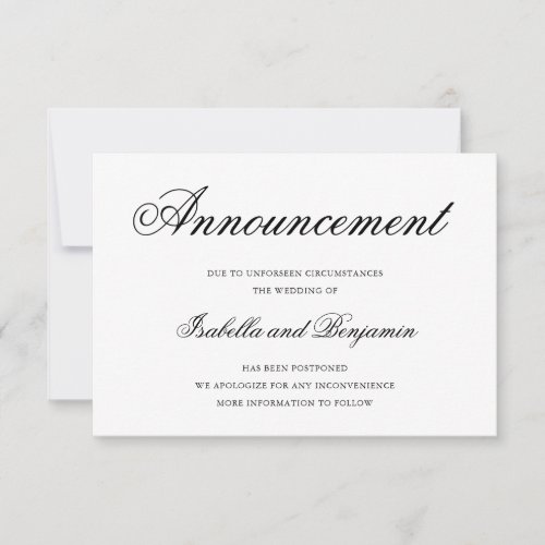 Calligraphy Wedding Postponement Announcement