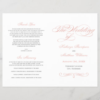 Calligraphy Wedding Programs | Pink and Gray