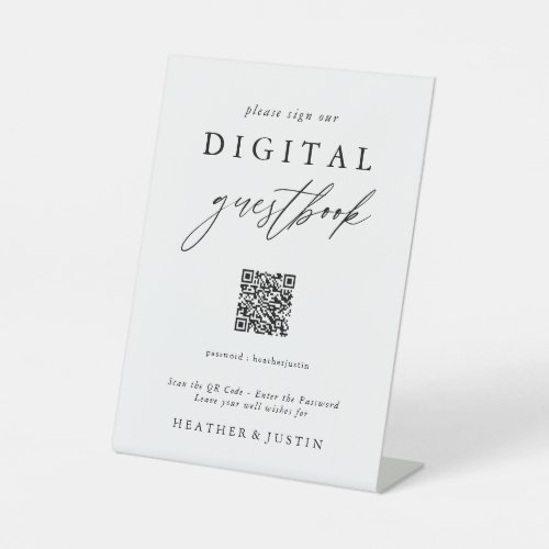 Calligraphy Wedding QR Code Digital Guest Book Pedestal Sign