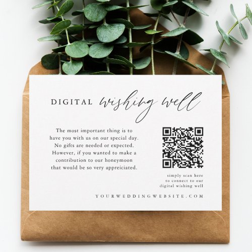 Calligraphy Wedding QR Code Digital Wishing Well Enclosure Card