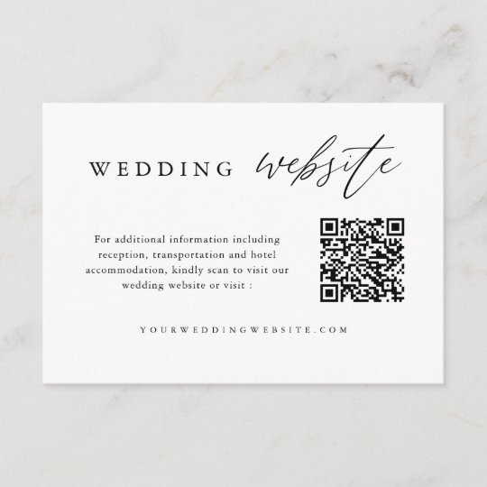 Calligraphy Wedding QR Code Wedding Website Enclosure Card | Zazzle.com