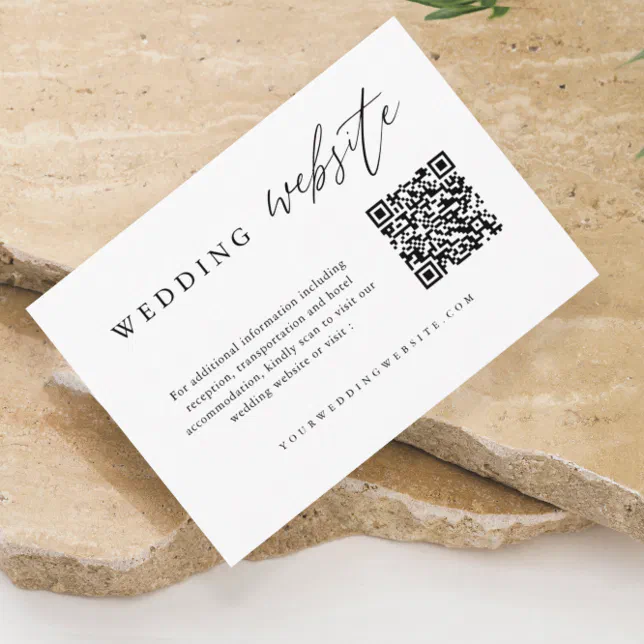 Calligraphy Wedding QR Code Wedding Website Enclosure Card | Zazzle