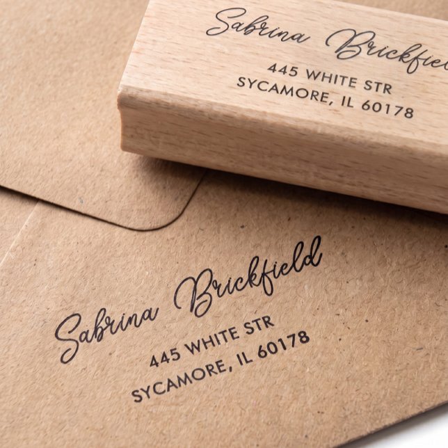Calligraphy Wedding Return Address Label Rubber Stamp (Creator Uploaded)