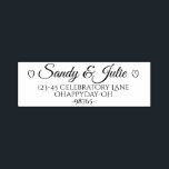 Calligraphy Wedding Return Address Stamper Hearts Self-inking Stamp<br><div class="desc">This personalized, elegant wedding return address stamper is self inking. It has two stylized hearts, one on either side of your names. The names are in a calligraphy style script, and the address is in a more standard typography. ----- Add your names and address in the template to personalize the...</div>