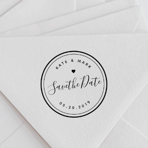 Calligraphy Wedding Save the Date Rubber Stamp