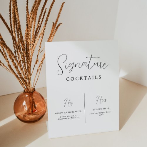 Calligraphy Wedding Signature Cocktail Bar Pedestal Sign