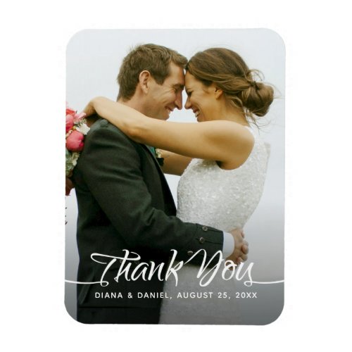 Calligraphy Wedding Thank You Personalized Photo Magnet