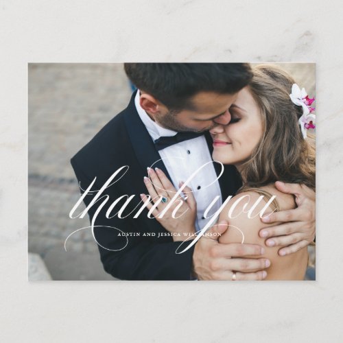 Calligraphy Wedding Thank You Post Card