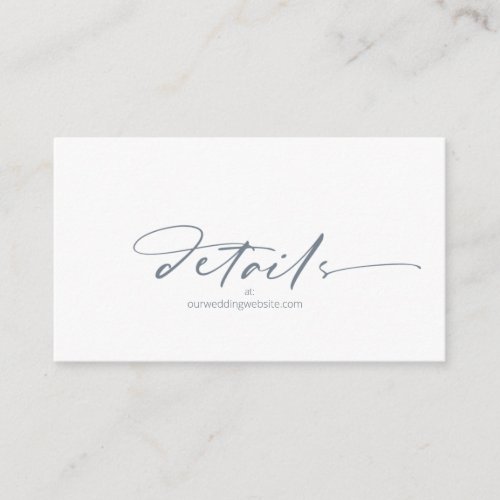 Calligraphy Wedding Website Dusty Blue ID771 Enclosure Card