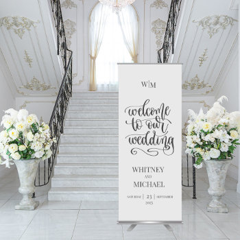 Calligraphy Wedding Welcome Retractable Banner by PaperandPomp at Zazzle