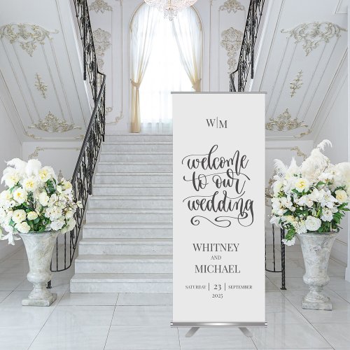 Calligraphy Wedding Welcome Retractable Banner