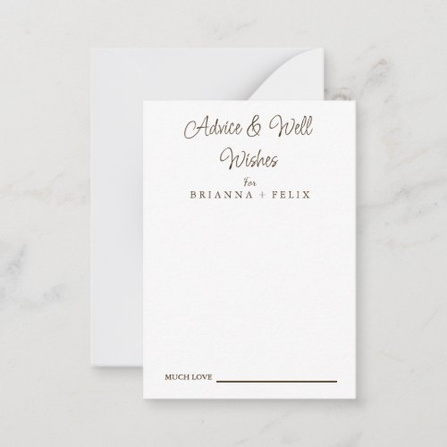 Calligraphy Wedding Well Wishes  Advice Card