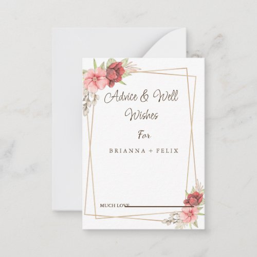 Calligraphy Wedding Well Wishes  Advice Card