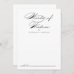 Calligraphy Wedding Words of Wisdom Advice Card<br><div class="desc">This calligraphy wedding words of wisdom advice card is perfect for a rustic wedding. The simple and stylish design features classic and fancy script typography in black and white. These cards are perfect for a wedding, bridal shower, baby shower, graduation party & more. Personalize the cards with the names of...</div>