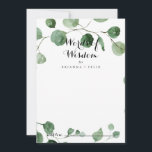 Calligraphy Wedding Words of Wisdom Eucalyptus Advice Card<br><div class="desc">This calligraphy wedding words of wisdom eucalyptus advice card is perfect for a simple wedding. The design features watercolor hand-drawn elegant botanical eucalyptus branches and leaves. These cards are perfect for a wedding, bridal shower, baby shower, graduation party & more. Personalize the cards with the names of the bride and...</div>