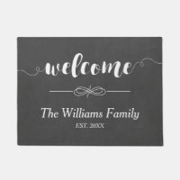 Calligraphy Welcome Chalkboard | Family Name Doormat