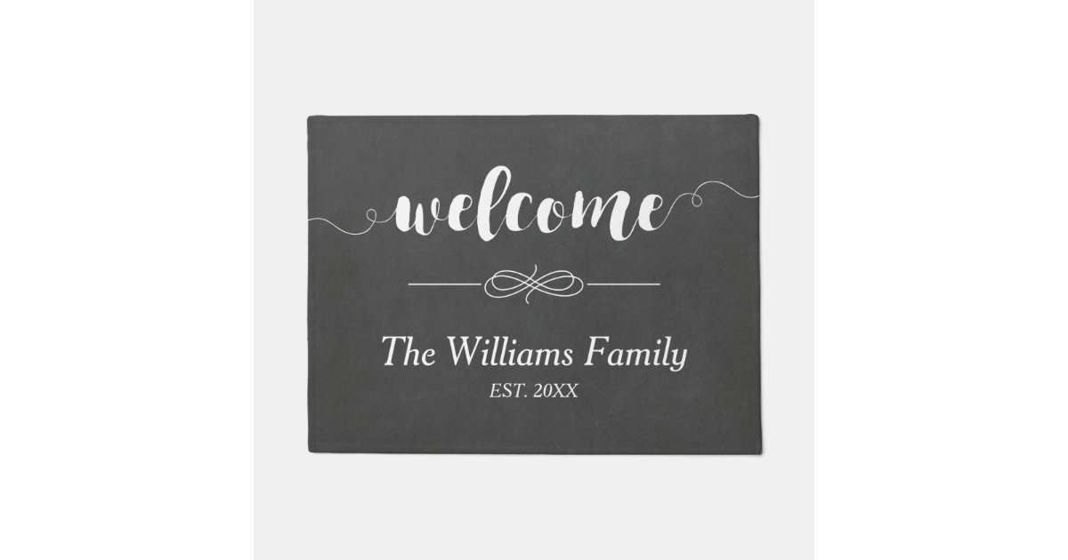 Calligraphy Welcome Chalkboard Family Name Doormat Zazzle Com Calligraphy text generator copy & paste. calligraphy welcome chalkboard family name doormat zazzle com