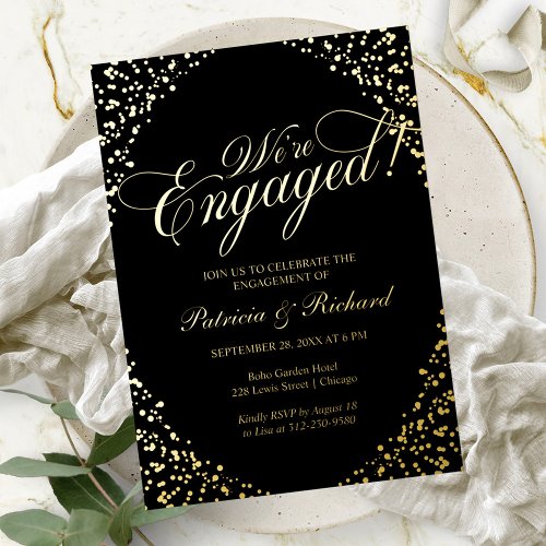 Calligraphy Were Engaged Engagement Party Foil Invitation