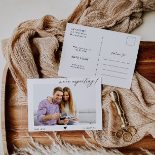 Calligraphy We're Expecting Baby Announcement  Postcard